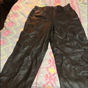 Brownish Black leather stitch pants!!!